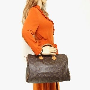Auth Louis Vuitton Speedy 35 Brown #2515L14